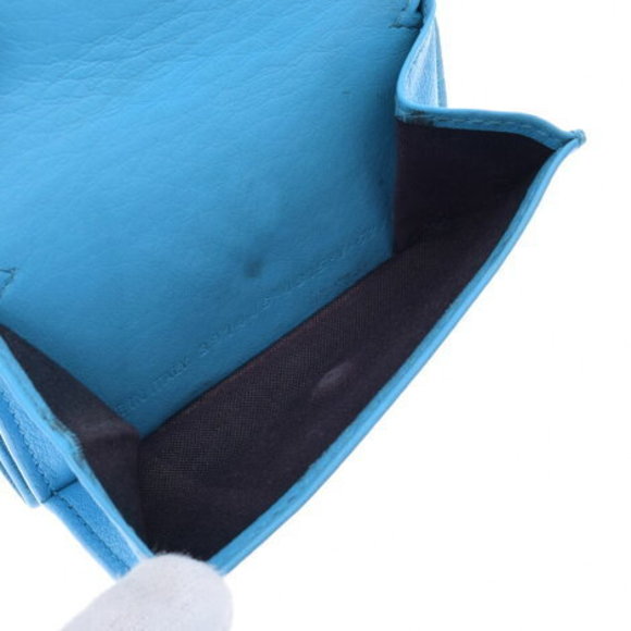 BALENCIAGA Paper Mini Wallet Blue Calf Trifold - Picture 9 of 12